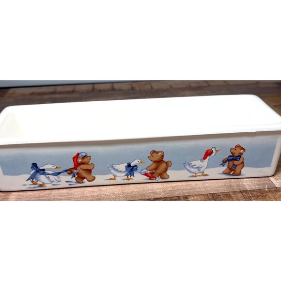 House Of Lloyd 1988 Ceramic Cracker Dish With Bear & Goose Design - Picture 5 of 8